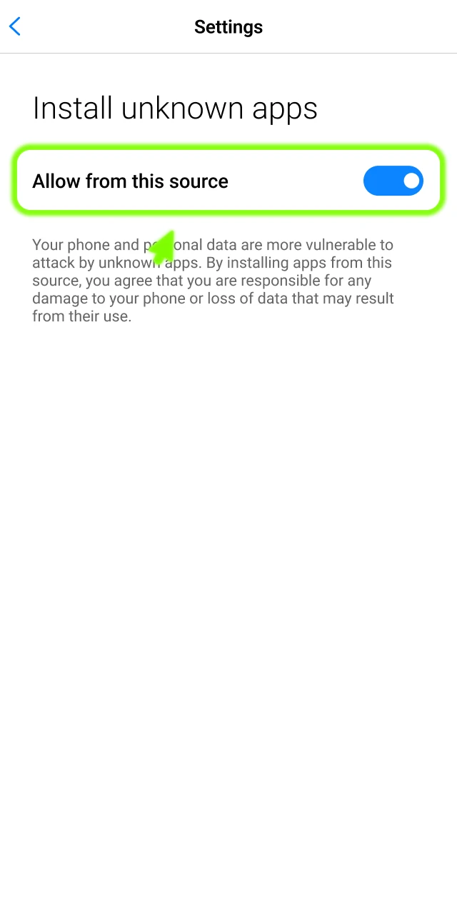 Adjust Android settings to allow the Mostbet App setup.