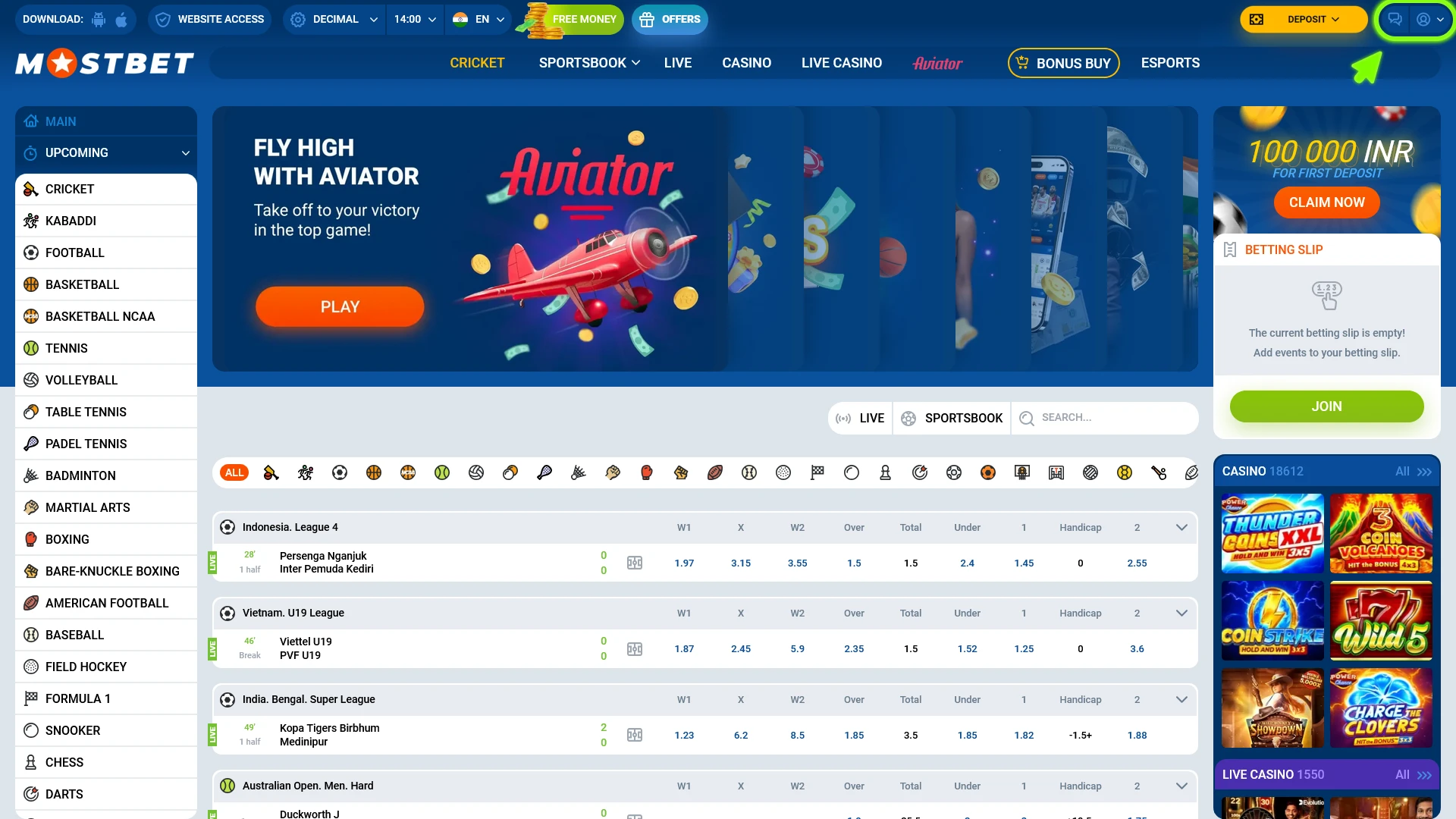 Open the account section to begin your Mostbet verification.
