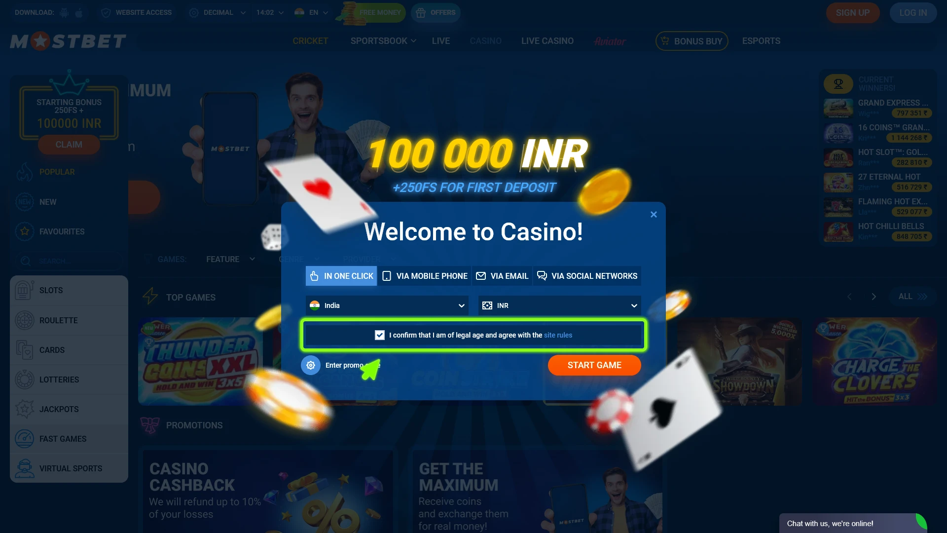 Agree to the sign up terms during Mostbet registration.